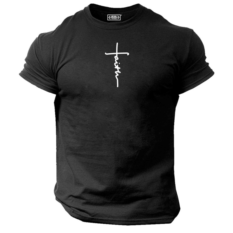 Faith T Shirt Gym Clothing Bodybuilding Training Workout Exercise Boxing MMA Top