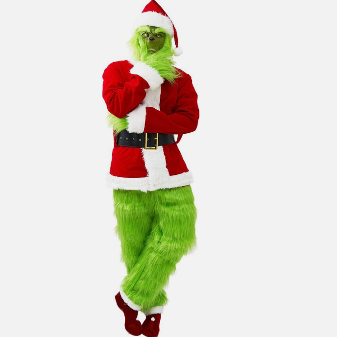 Christmas Green Monster Costume - 7PCS Adult Santa Suit Set Santa Claus Outfit