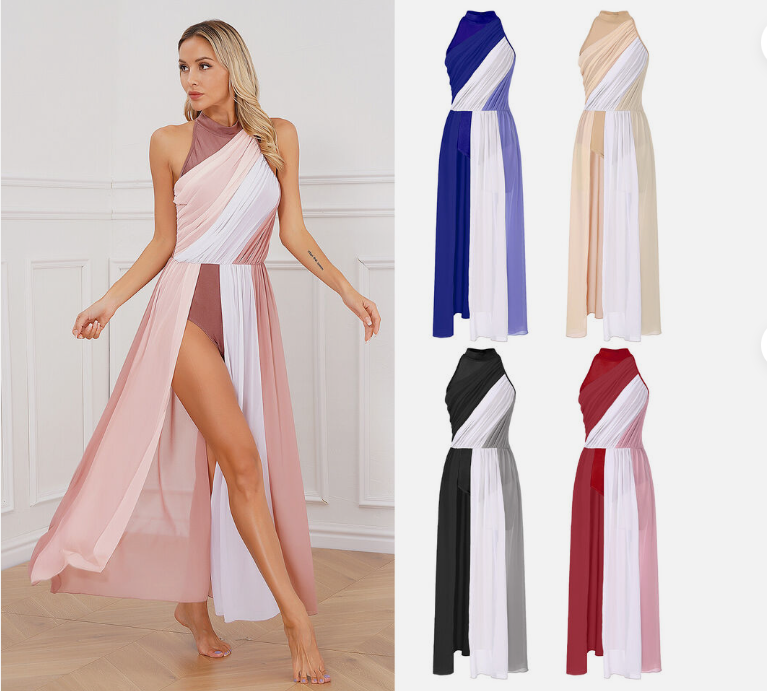 Womens Party Gown Modern Split Dresses Keyhole Back Dance Dress Elegant Soft