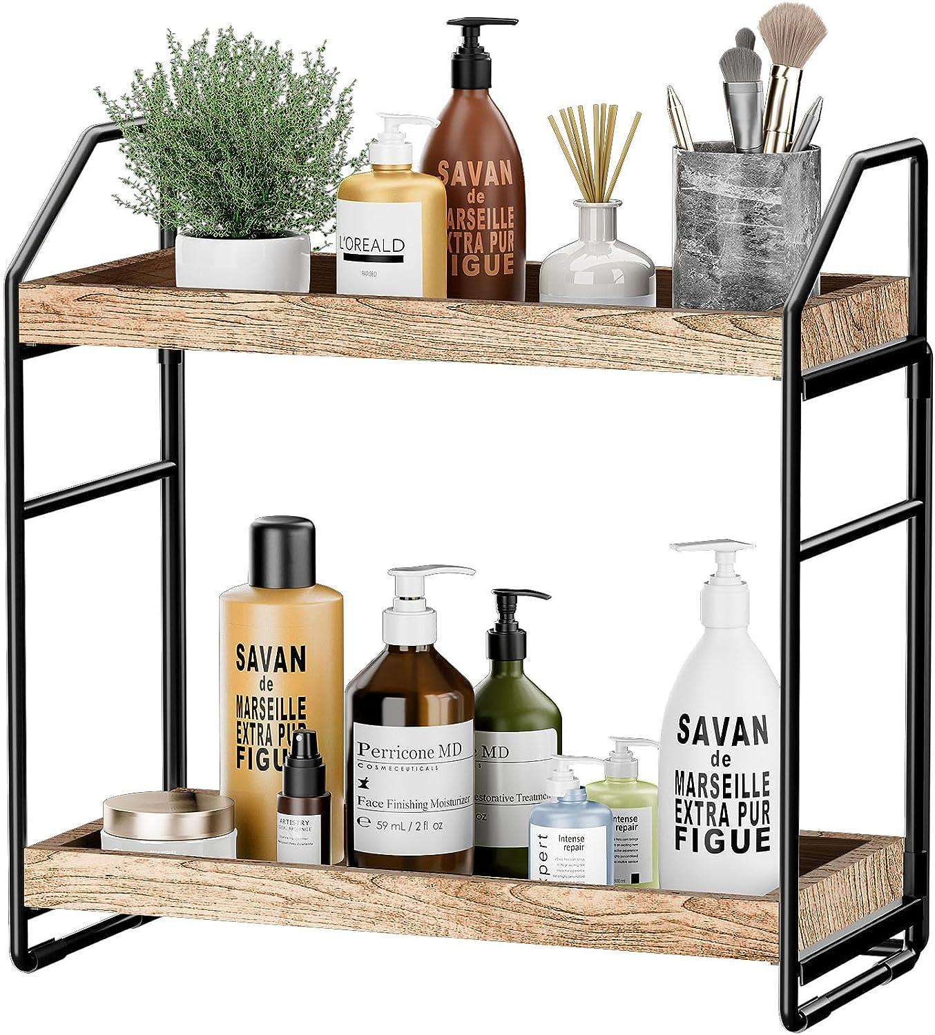 Adjustable 2-Tier Bathroom Countertop Organizer: No Screws Quick Installation So